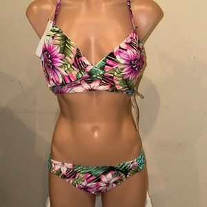 Floral Bikini Set - Pink and Green